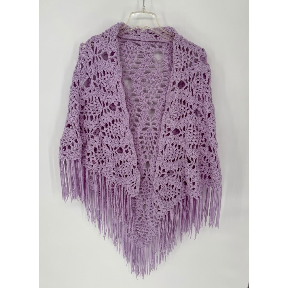 Shoulder Shawl Crochet Lavender Hand Knit Triangle Scarf Afghan